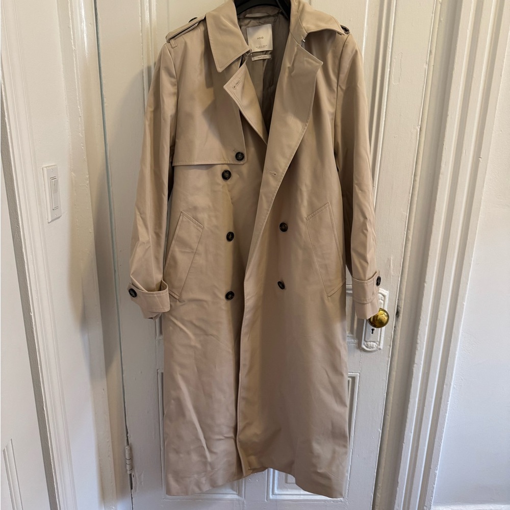 Mango Beige Double-Breasted Trench Coat